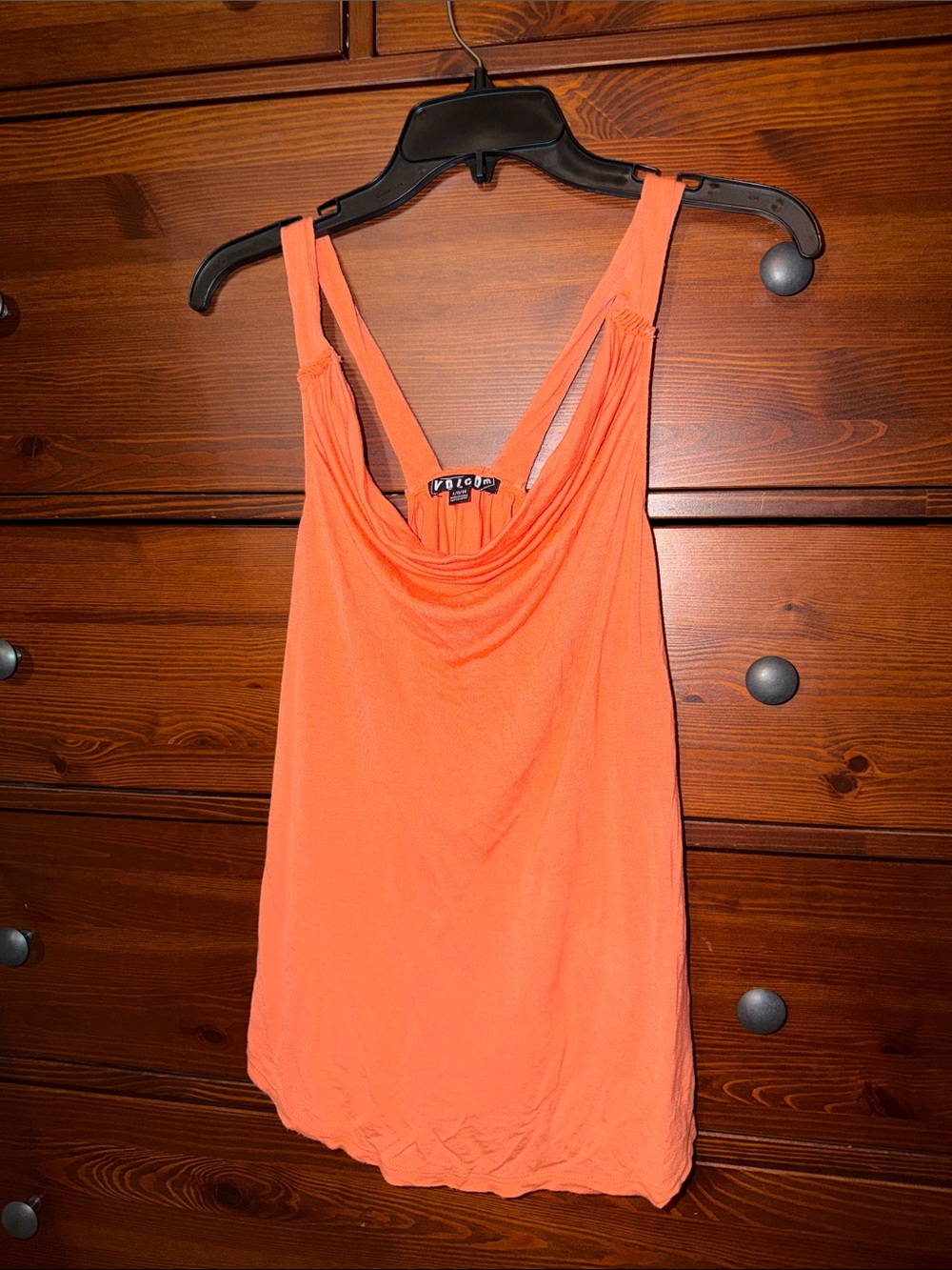 Volcom Coral Orange Draped Neck Tank Top